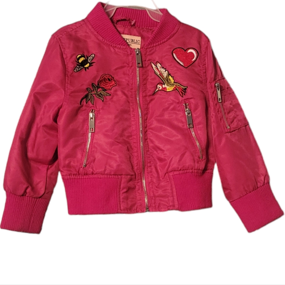 Urban Republic Girls Collection Pink Poly Twill Bomber Jacket Size 2T